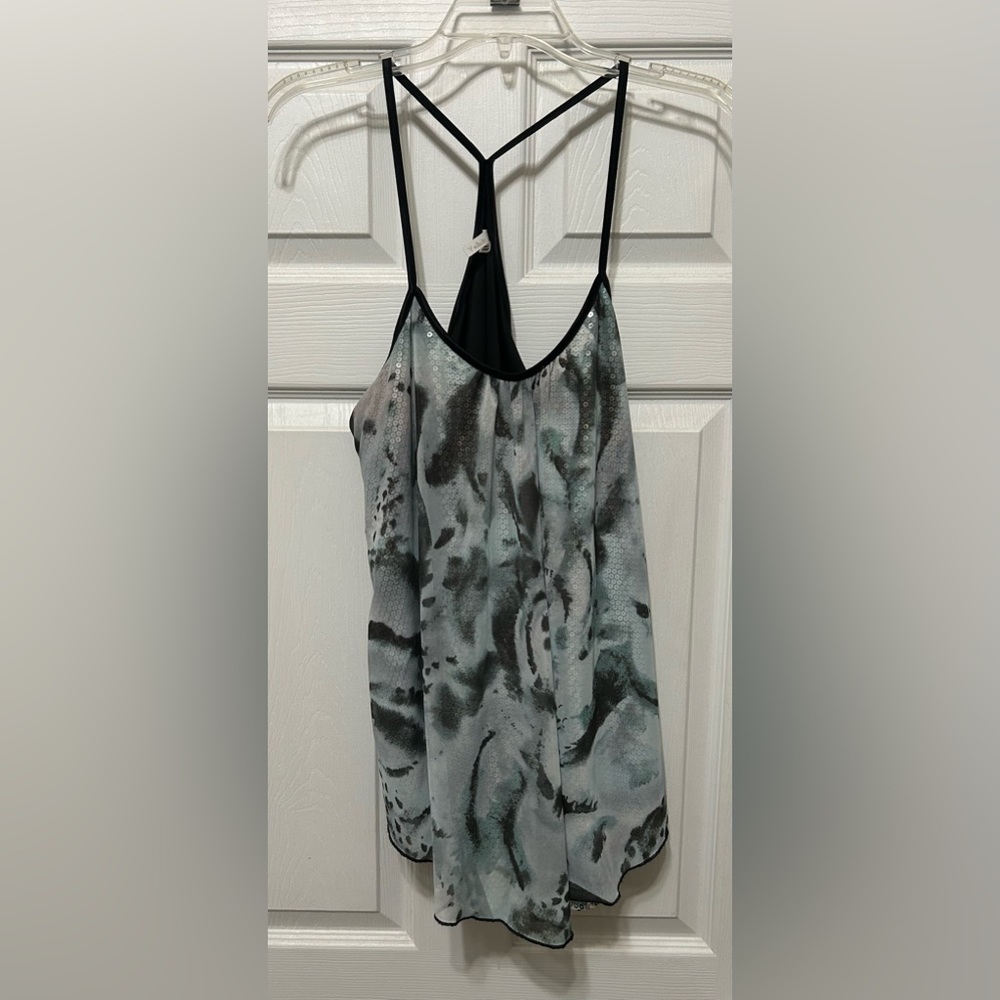 Studio Y blue and black sequin layered Tank Top